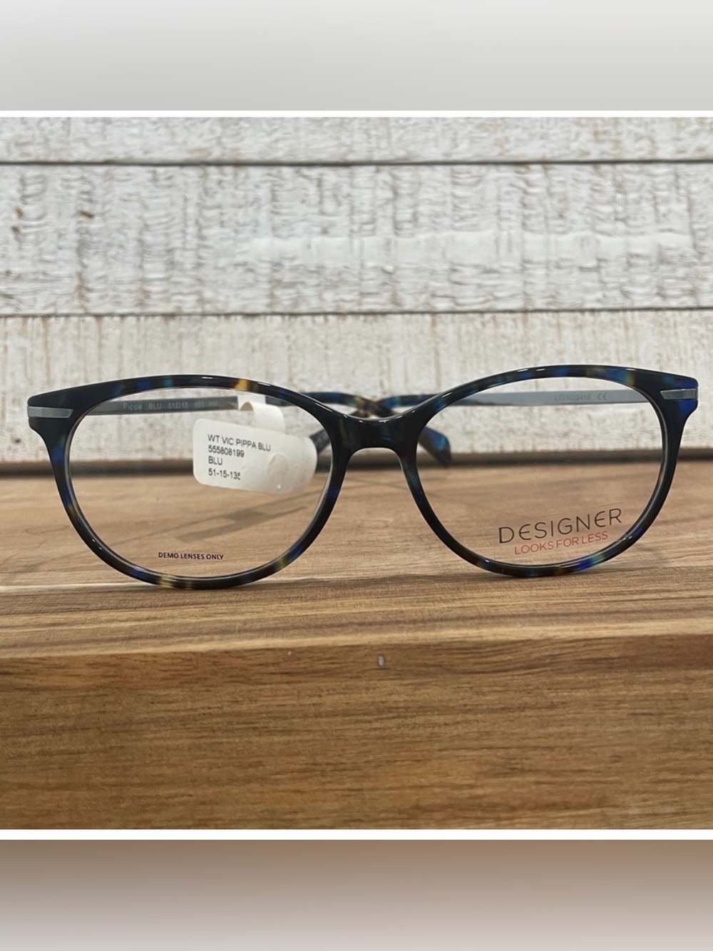 Designer Look WT VIC Pippa Blue Tortoise Square Semi Cat FRAMES 51-15-135 (NWT)
